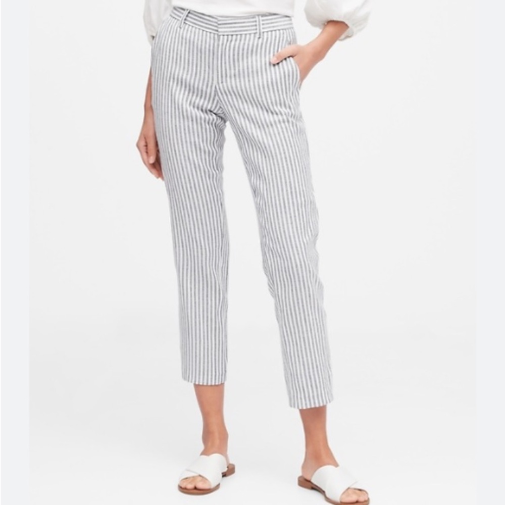 Banana Republic Avery Pinstripe Cotton ankle trousers 6